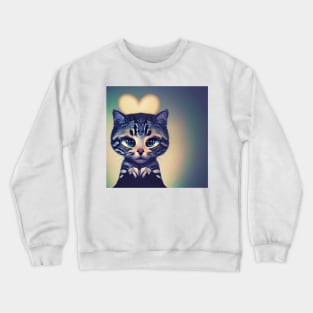 Pretty Cross Eyed Kitty Loves You! Crewneck Sweatshirt